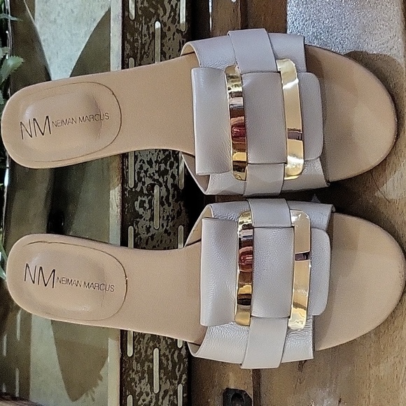 Neiman Marcus Shoes - Neiman Marcus Women's Beige Buckle Leather Slip On. Size 8.5